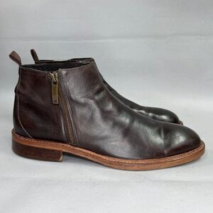 Donald J. Pliner Boots Men's Size 12 Zeus Brown Leather Zipper Chelsea Boots